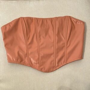 Cotton Candy LA Peach Faux Leather Strapless Corset Top